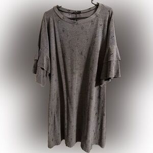 Poof! Dark Gray Textured High-Low Dress